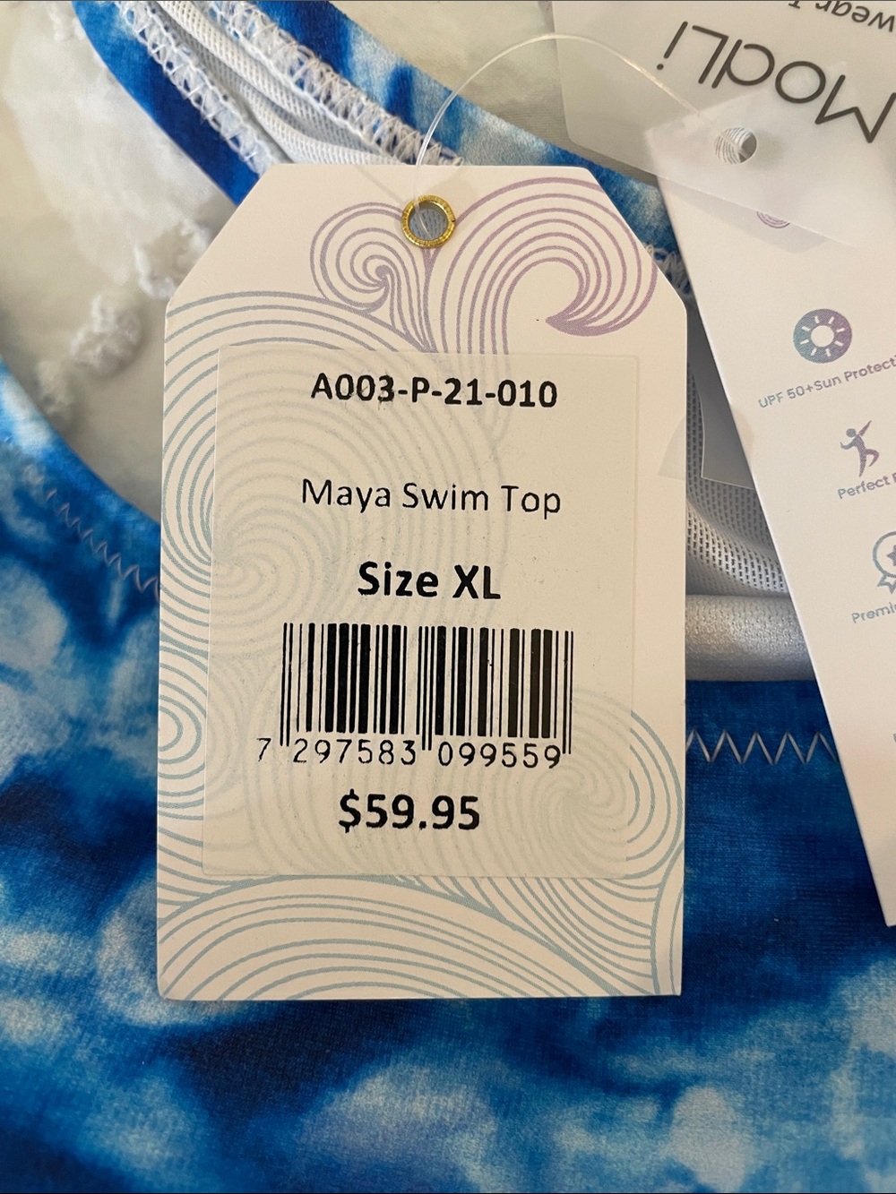 Modli Tie-Dye Blue Racerback Tankini Top - Women nwt - Picture 4 of 11